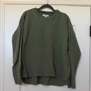 Madewell Olive Textured Crewneck Sweater